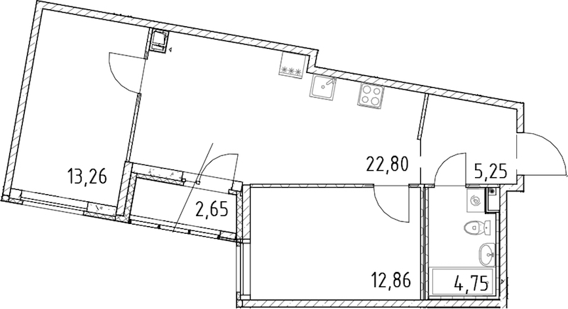 2-комнатная квартира 58.92 м², 7/17 эт., ЖК «Город Первых»